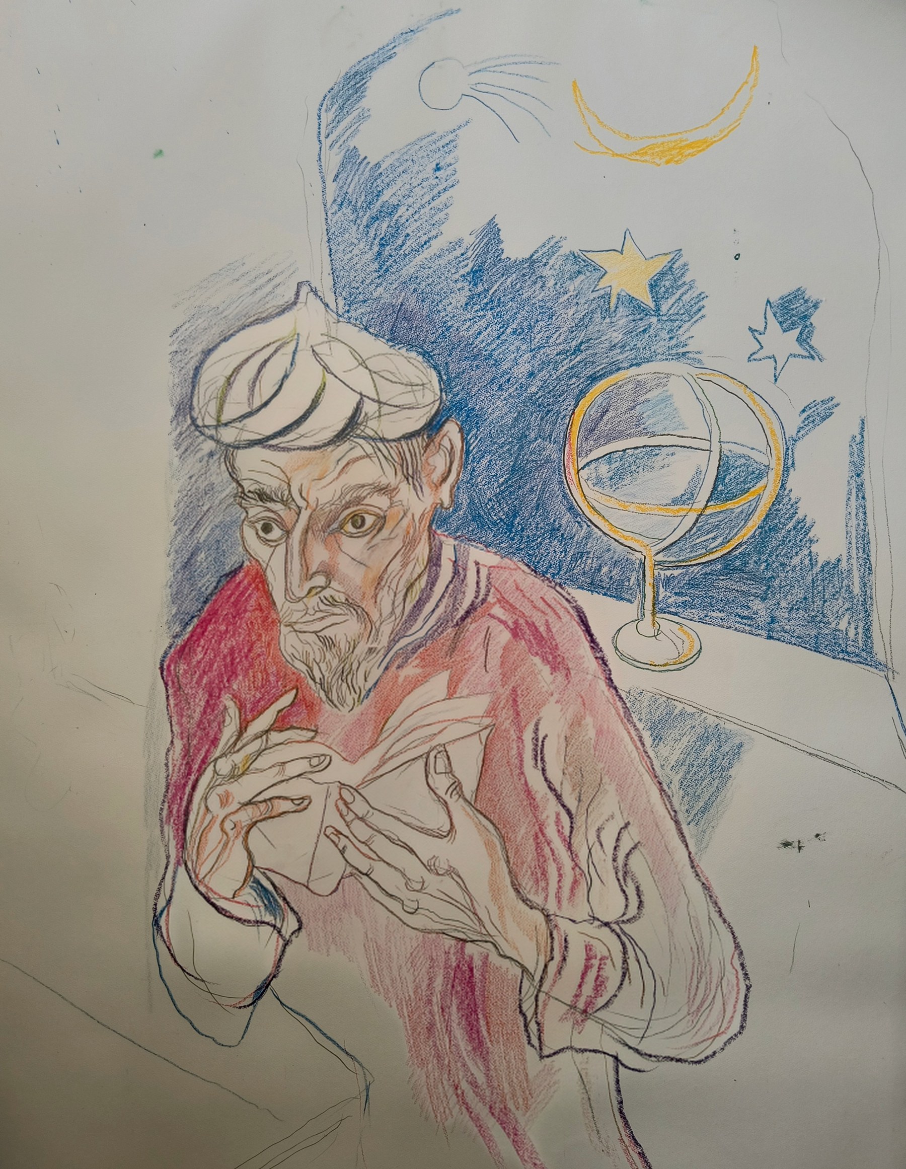 Eastern Wizard, 2023 — coloured pencils, 80×60 cm